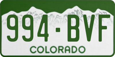 CO license plate 994BVF