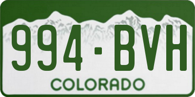 CO license plate 994BVH