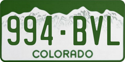 CO license plate 994BVL
