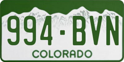 CO license plate 994BVN