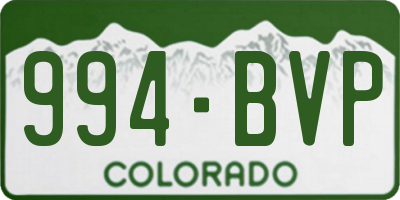 CO license plate 994BVP