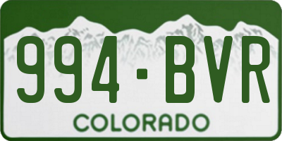 CO license plate 994BVR