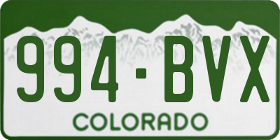 CO license plate 994BVX