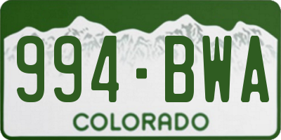 CO license plate 994BWA