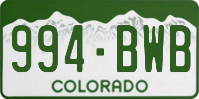 CO license plate 994BWB