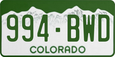 CO license plate 994BWD