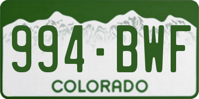 CO license plate 994BWF