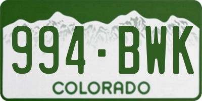CO license plate 994BWK