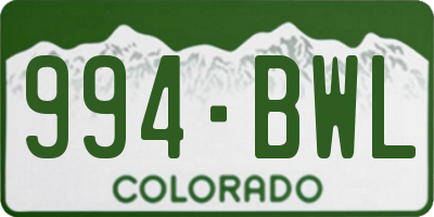 CO license plate 994BWL