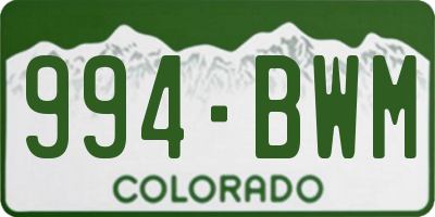 CO license plate 994BWM