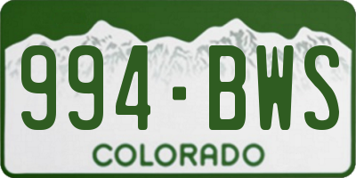 CO license plate 994BWS