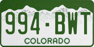 CO license plate 994BWT