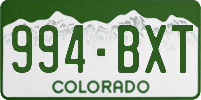 CO license plate 994BXT