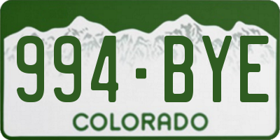 CO license plate 994BYE