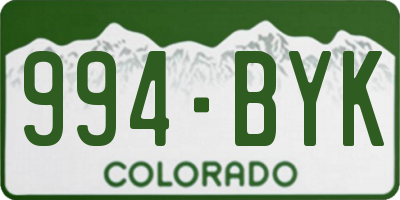 CO license plate 994BYK