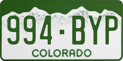 CO license plate 994BYP