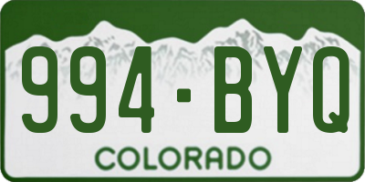 CO license plate 994BYQ