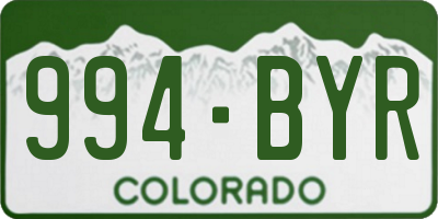 CO license plate 994BYR