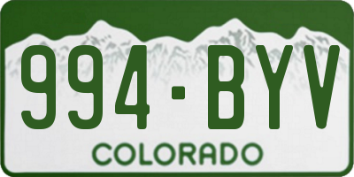 CO license plate 994BYV