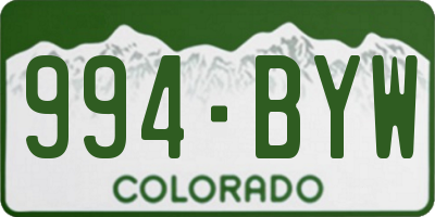 CO license plate 994BYW