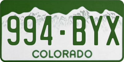 CO license plate 994BYX