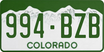 CO license plate 994BZB