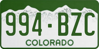 CO license plate 994BZC