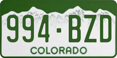 CO license plate 994BZD