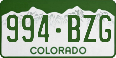 CO license plate 994BZG