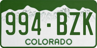 CO license plate 994BZK