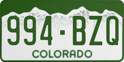 CO license plate 994BZQ