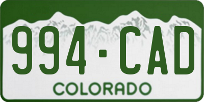 CO license plate 994CAD