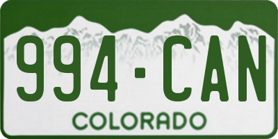 CO license plate 994CAN