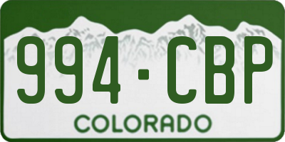 CO license plate 994CBP