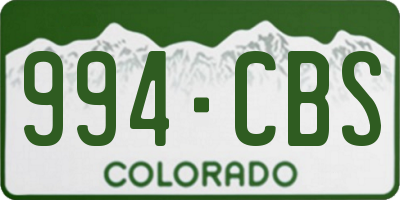 CO license plate 994CBS