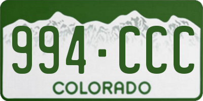 CO license plate 994CCC