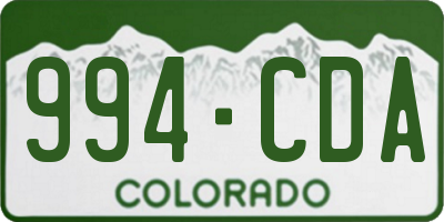 CO license plate 994CDA