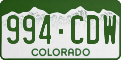CO license plate 994CDW