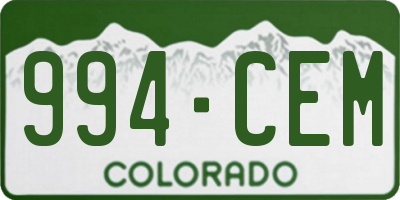 CO license plate 994CEM