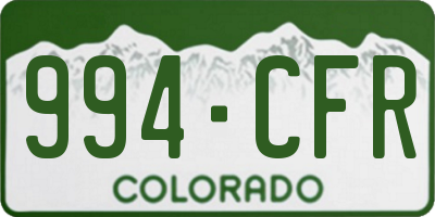 CO license plate 994CFR