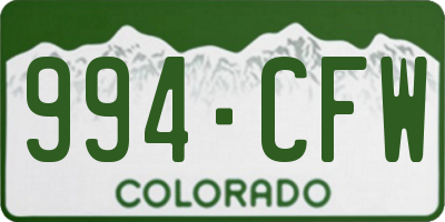 CO license plate 994CFW