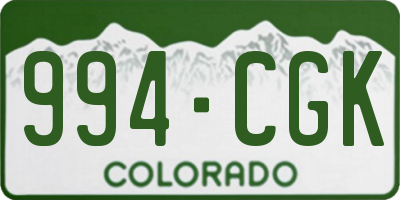 CO license plate 994CGK