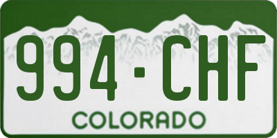 CO license plate 994CHF