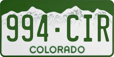 CO license plate 994CIR