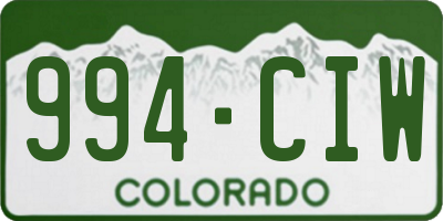 CO license plate 994CIW