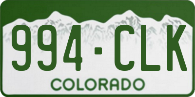 CO license plate 994CLK