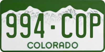 CO license plate 994COP
