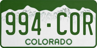 CO license plate 994COR