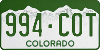 CO license plate 994COT