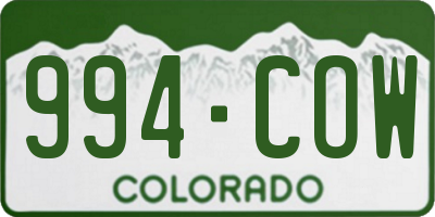 CO license plate 994COW